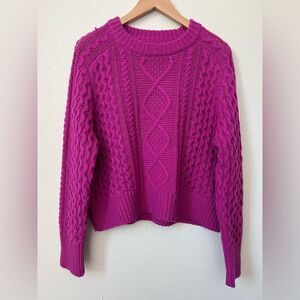 NWOT 360 Cashmere Hot Pink Chunky Knit Sweater Size S